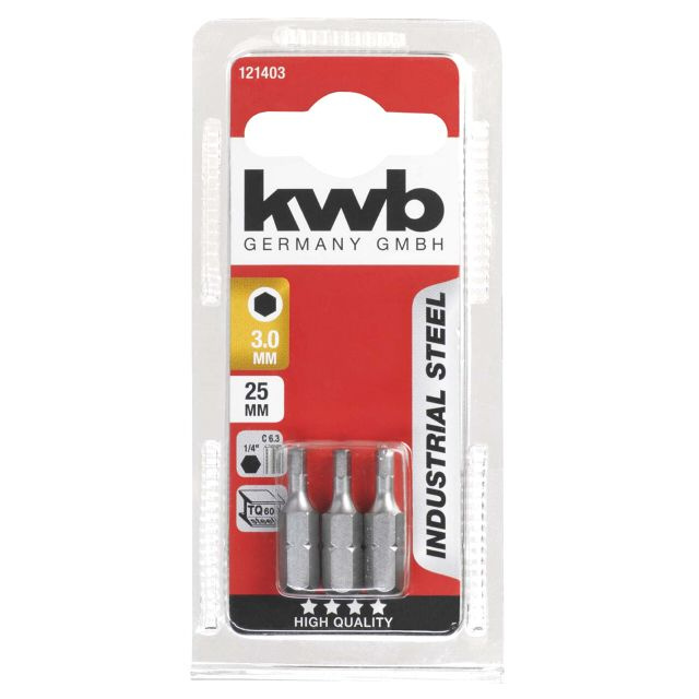 бита KWB HEX3 25мм 3шт #1