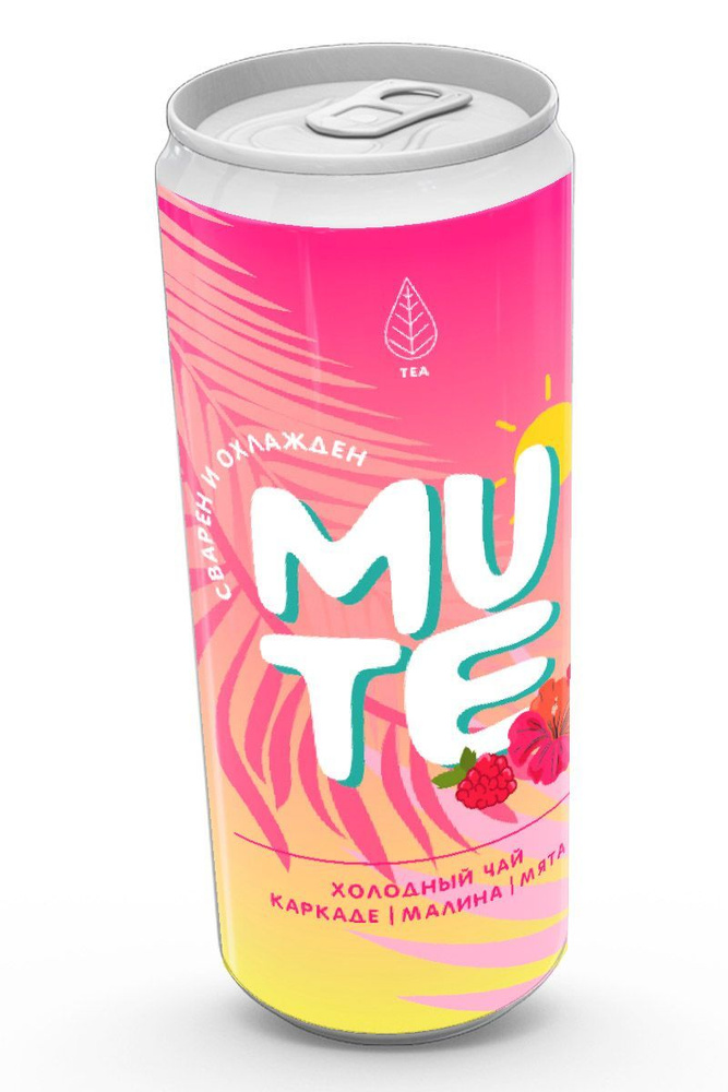 Напиток безалкогольный негазированный чай холодный в банке ice-tea Каркаде малина с мятой MUTE, 0,33 #1