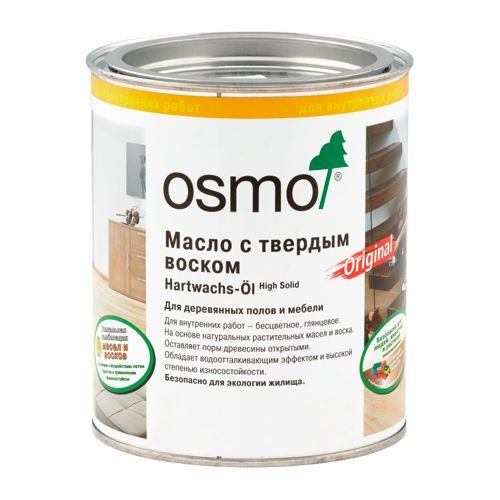 Osmo Масло с твердым воском Hartwachs-l Original 3062 бесцветное, матовое 0,18 л.  #1