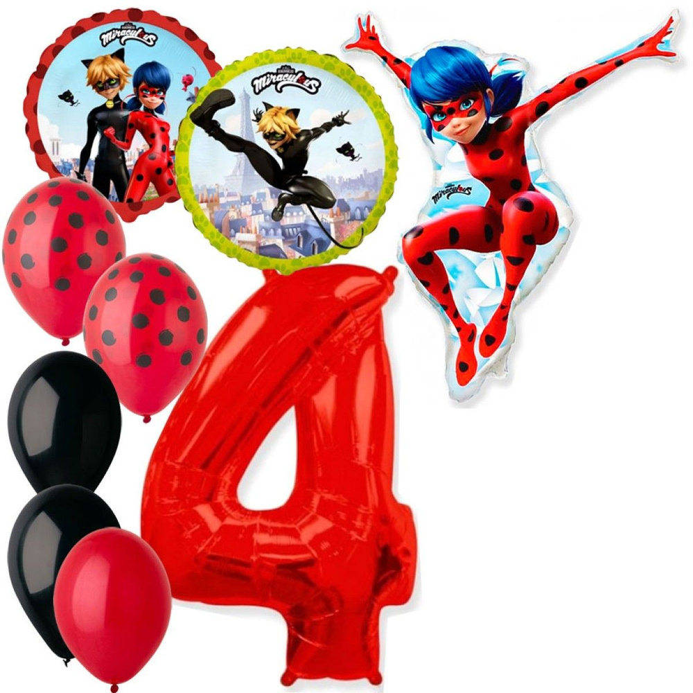 Леди Баг и Супер-кот шары воздушные на 4 года девочке #1