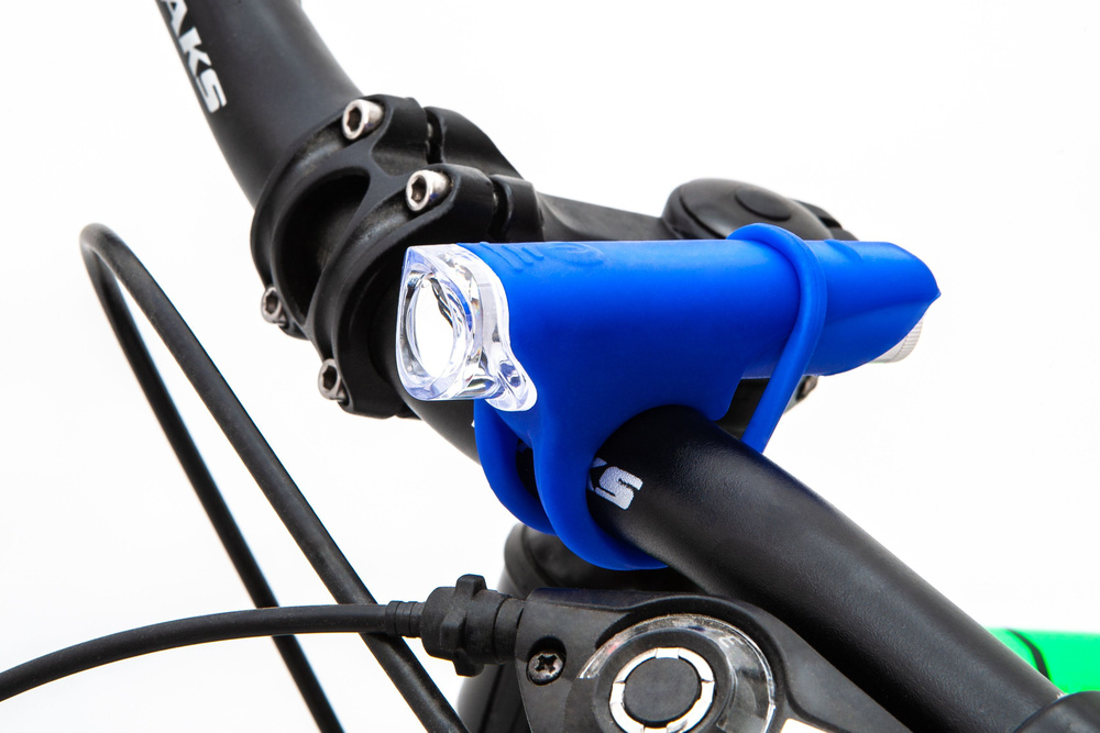 Фонарь для велосипеда передний 267-G, 1 светодиод, 2 режима, мягкий корпус. СИНИЙ  #1