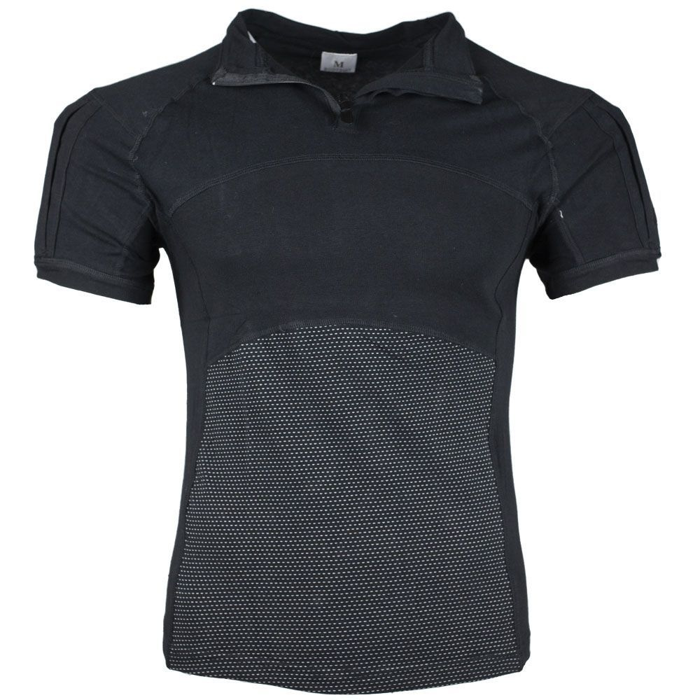 Футболка (тактическая рубашка с коротким рукавом) черная облегченная с перфорированными вставками и карманом #1