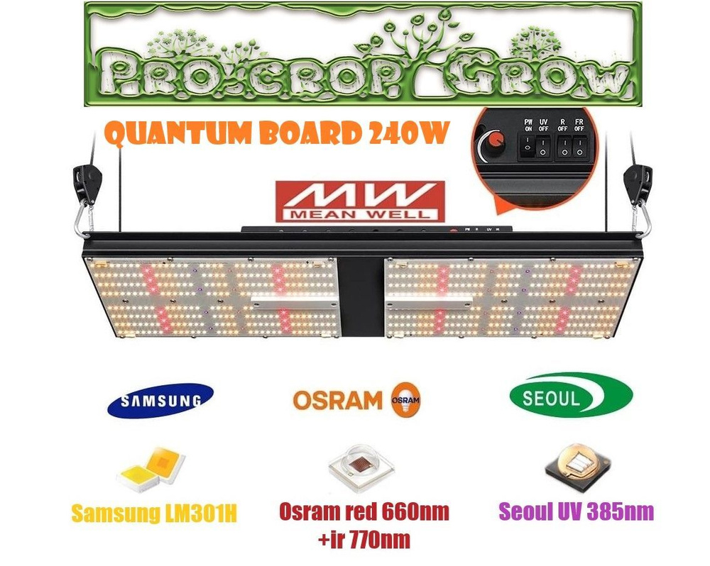 Светильник для растений / Фитолампа Quantum board Квантум борд 240 ватт, Диоды Samsung LM301H 288мм-2шт #1