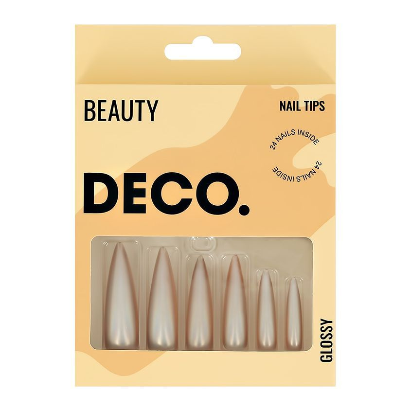 Набор накладных ногтей с клеевыми стикерами DECO. BEAUTY glossy diamond shine (24 шт + клеевые стикеры #1
