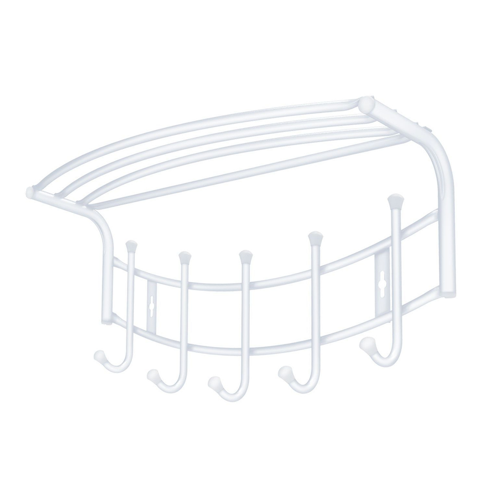 Вешалка металлическая настенная с полкой Ника 525х300х235мм, 5 крючков Матовый белый ВНП4/МБ  #1