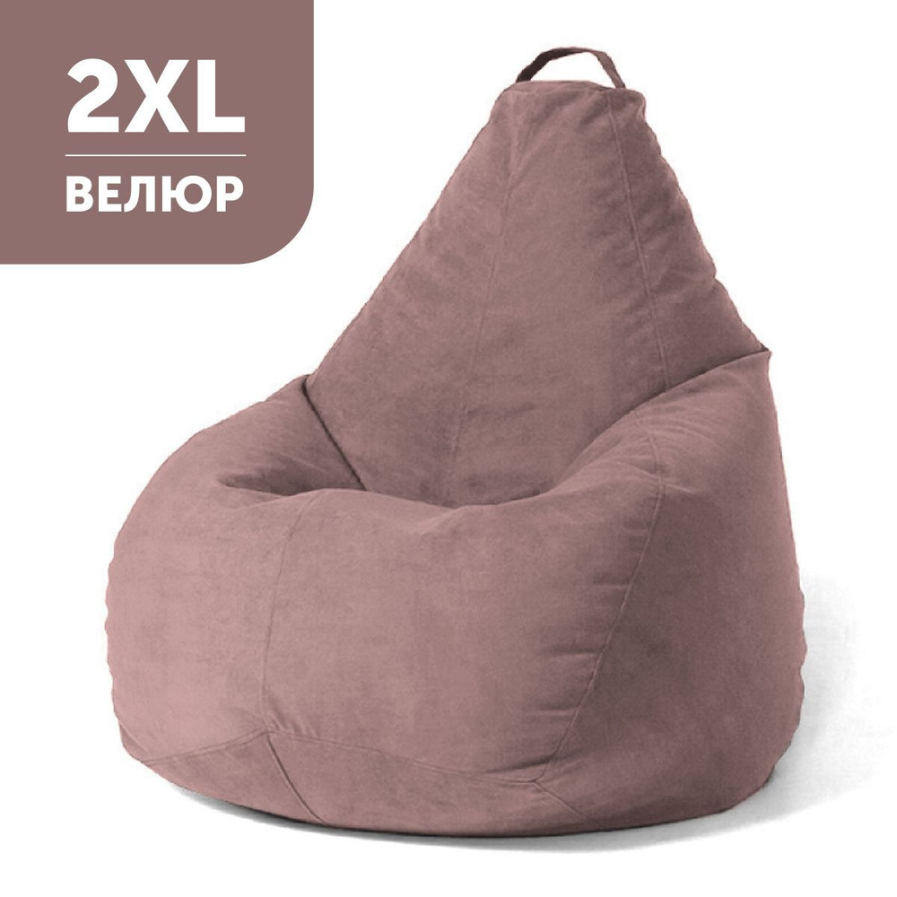 COOLPOUF Кресло-мешок Груша, Велюр натуральный, Размер XXL,коричневый, светло-коричневый  #1