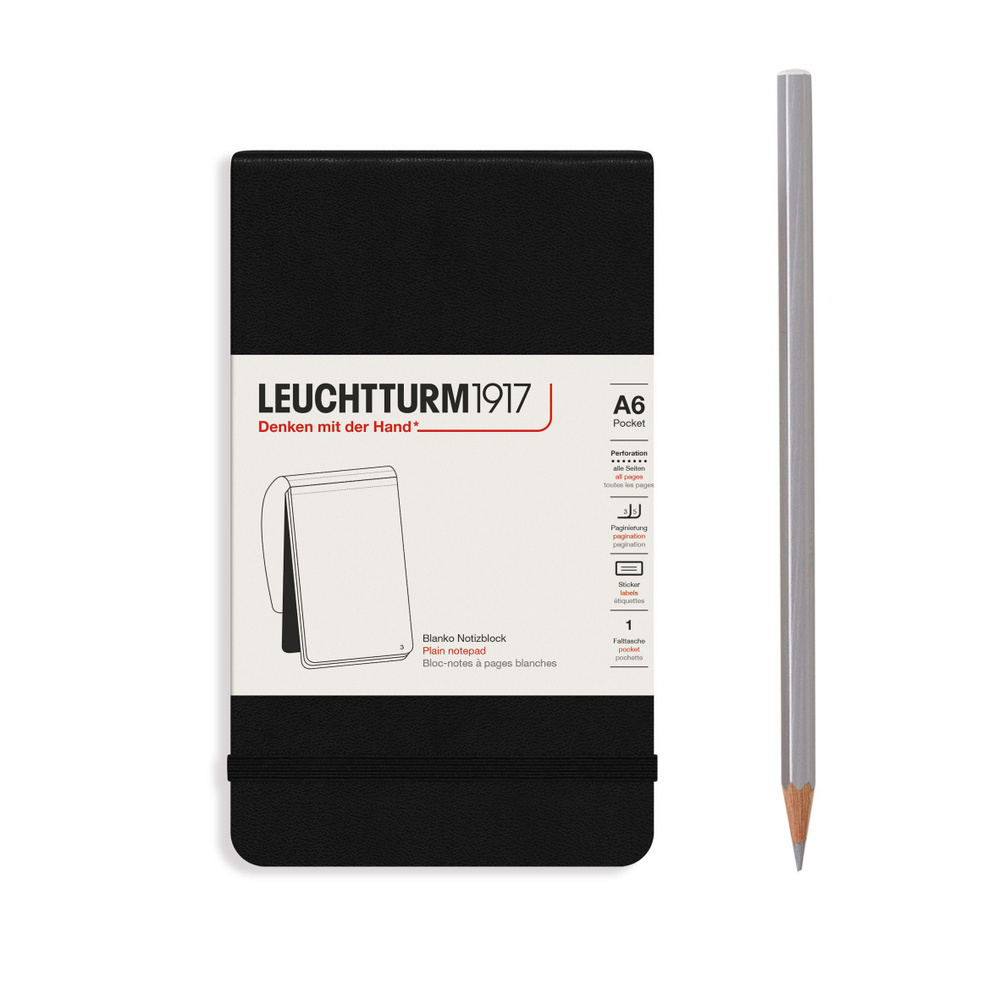 Блокнот Leuchtturm1917 Reporter Notepad Pocket, А6, черный, нелинованный #1