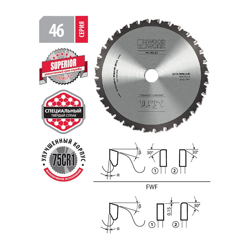 Диск пильный для резки стали DRYCUT 190*2.0/1.6*30*36T A-5 FWF Woodwork 46.190.36  #1