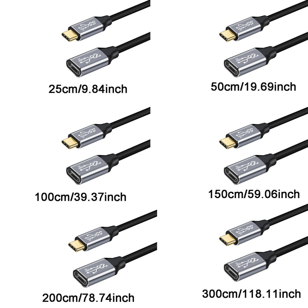 Кабель-удлинитель типа C USB-C 3.1 Gen 2 Удлинитель 100 Вт между мужчинами и женщинами Линия передачи #1