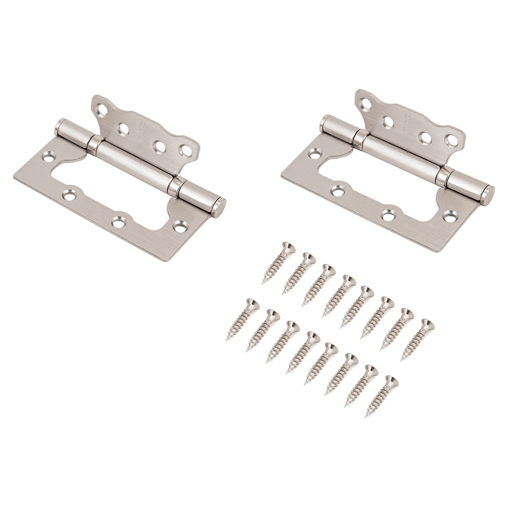 Петли дверные бабочка накладные без врезки 2 шт АЛЛЮР 100х75 2BB BL 2,5мм, цвет матовый никель  #1