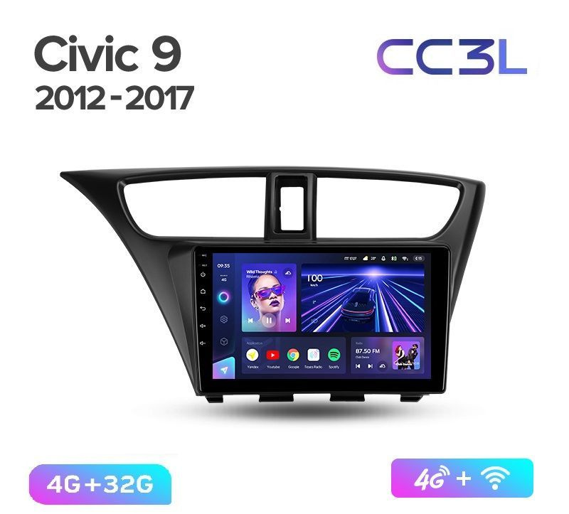 Магнитола TEYES HONDA CIVIC 9 2012-2017 г. CC3L 4/32ГБ Android 10, 8-ядерный процессор, IPS экран, DSP, #1