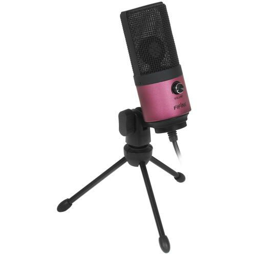 Fifine Микрофон игровой (для стриминга) Fifine K669B розовый, проводной, настольный, -34 дБ, от 20 Гц #1