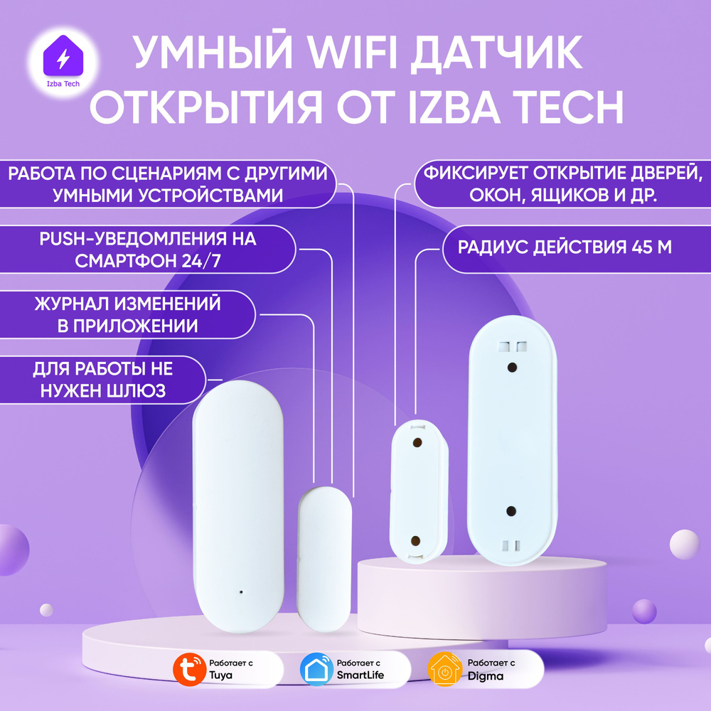 Умный датчик открытия дверей и окон WiFi для умного выключателя или розетки с Алисой  #1