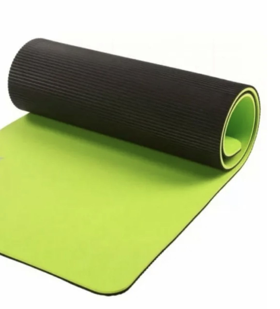 Коврик для йоги фитнеса гимнастики растяжки тренировок зелено-фиолетовый  #1