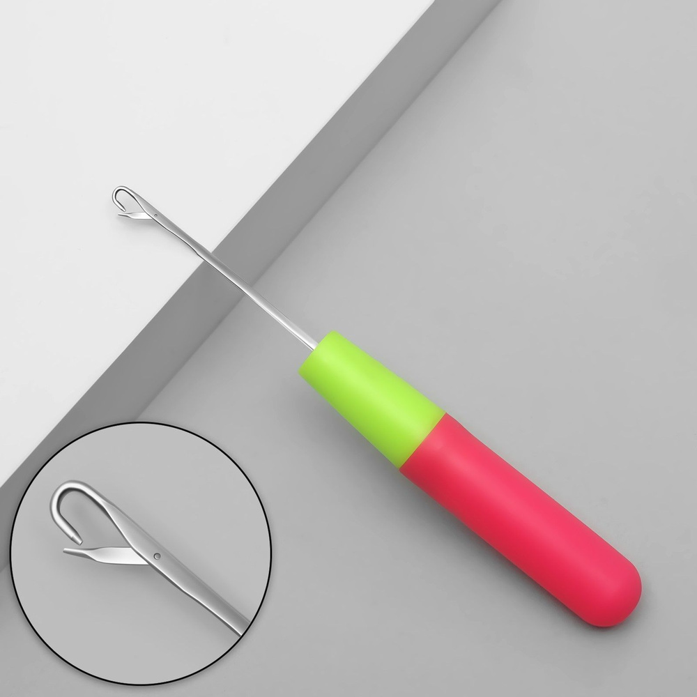 Крючок для мастера, 16 см, цвет розовый/зеленый #1