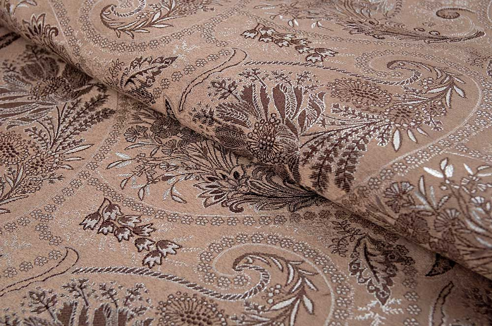 Ткань мебельная, жаккард FLORA paisley brown, ширина 140 см, цена за 1 п.м.  #1