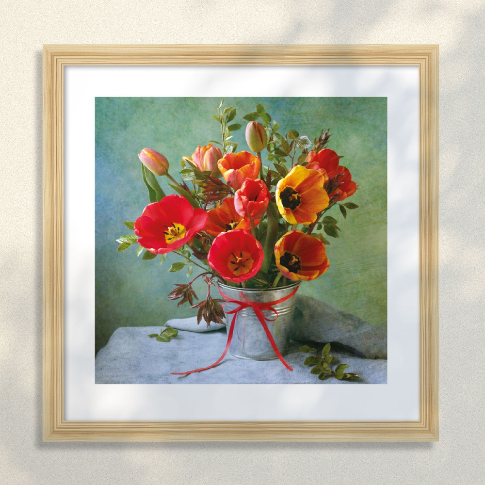 Картина в раме Postermarket "Натюрморт с тюльпанами", 40 х 40 см #1