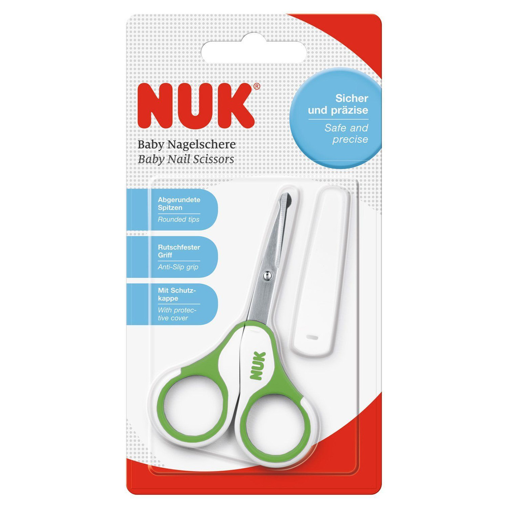 Детские ножницы для ухода за ногтями NUK маникюрные с колпачком от 0 месяцев  #1