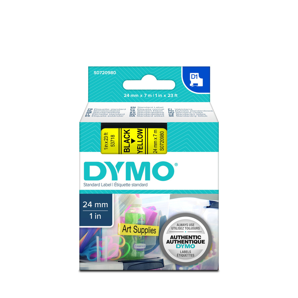 Лента Dymo D1 S0720980/53718 для принтеров серии Label Manager (черный на желтом, 24 мм, длина 7 м)  #1