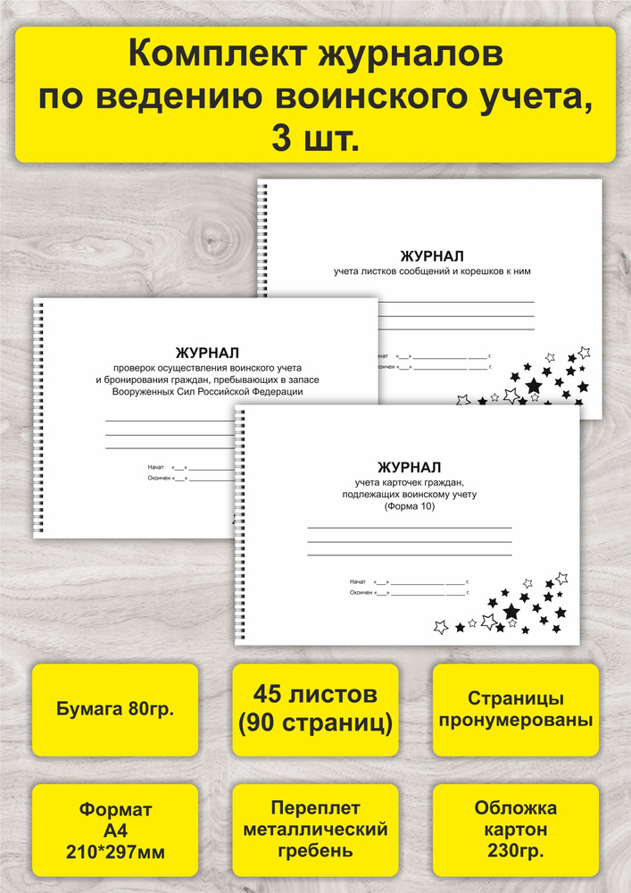 Комплект журналов по ведению воинского учета, А4, 45л. (90стр), спираль  #1