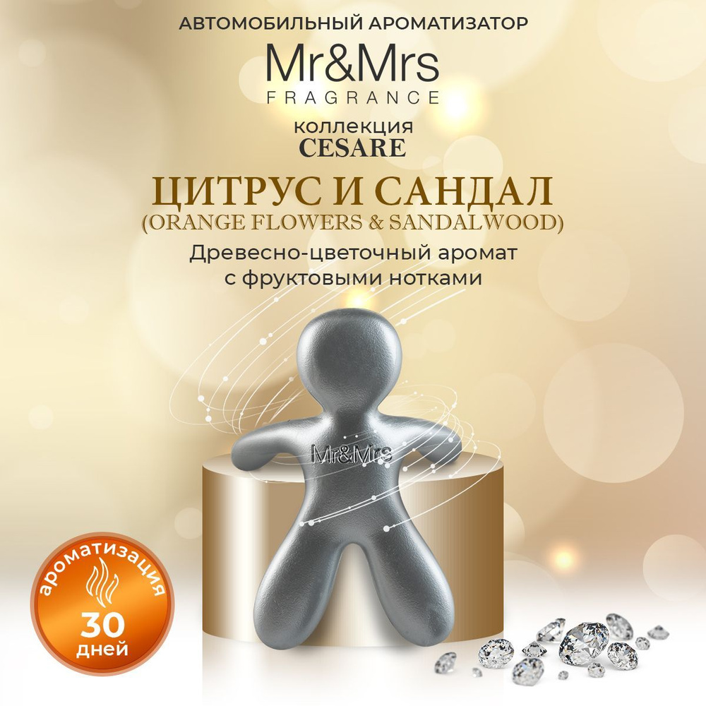 Ароматизатор для автомобиля на дефлектор человечек Mr&Mrs Fragrance Cesare Orange Flowers & Sandalwood #1