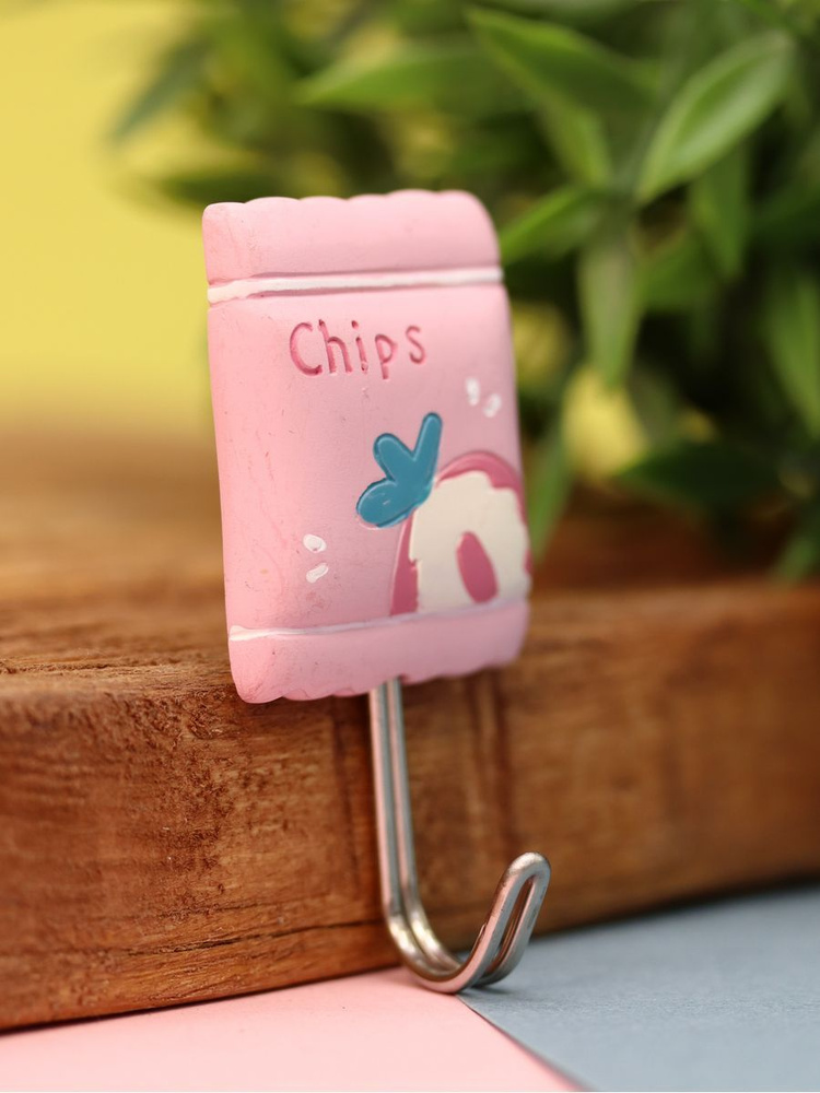 Крючок самоклеющийся Chips , pink #1