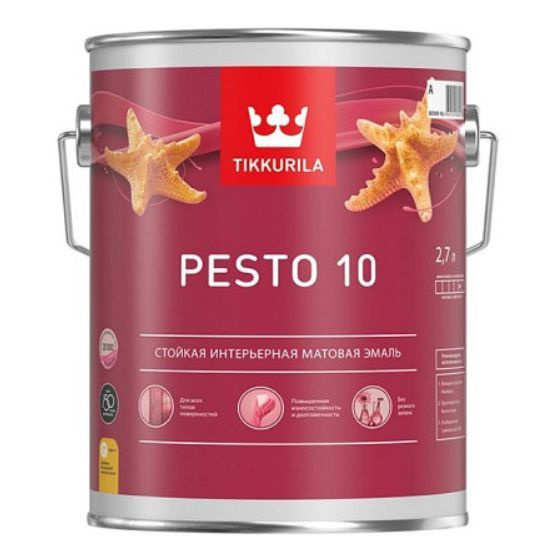 Tikkurila Эмаль Гладкая, Алкидная, Матовое покрытие, 2.7 л, белый  #1