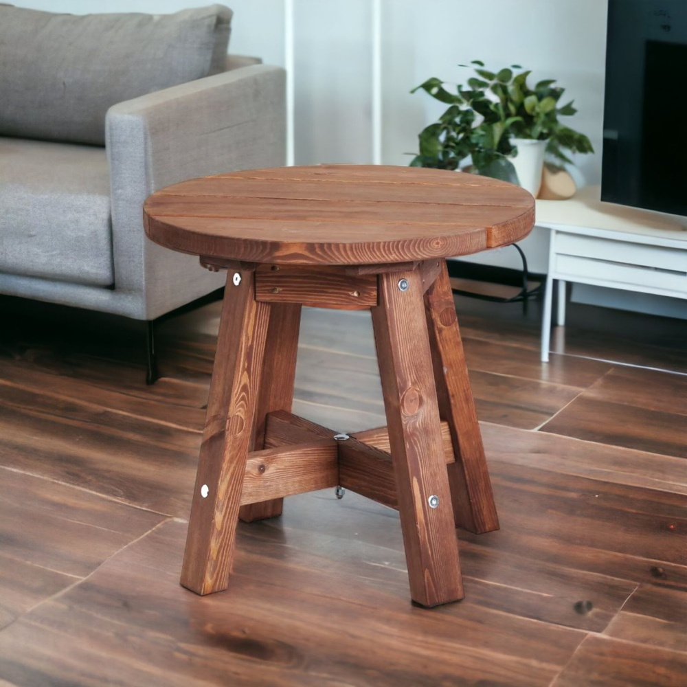 Столик деревянный круглый Ойвинд из сосны для дома и улицы 60х60 см, венге  #1