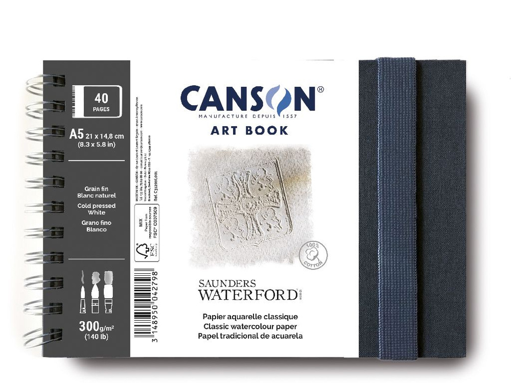 CANSON ART BOOK артбук на спирали по короткой стороне, бумага для акварели S.Waterford 300гр/м2, 20 листов #1