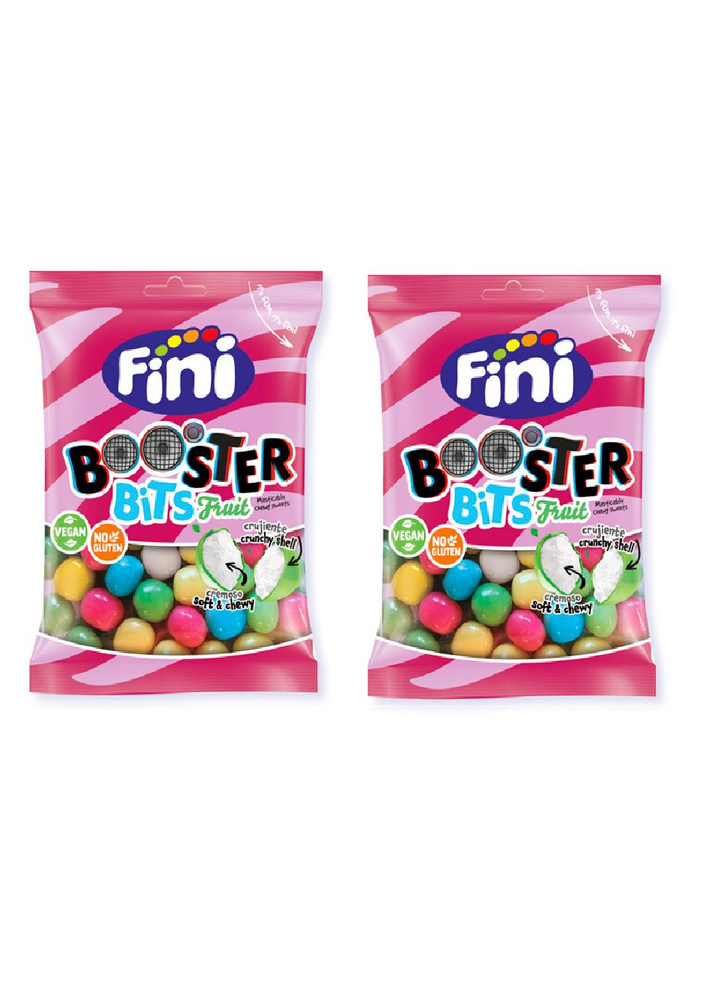 Жевательные конфеты Fini Booster Bits Fruit со вкусом клубники и малины, 2 шт по 90г  #1