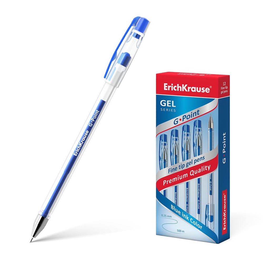 Ручка гелевая Erich Krause "G-Point", набор 12 штук, синие чернила #1