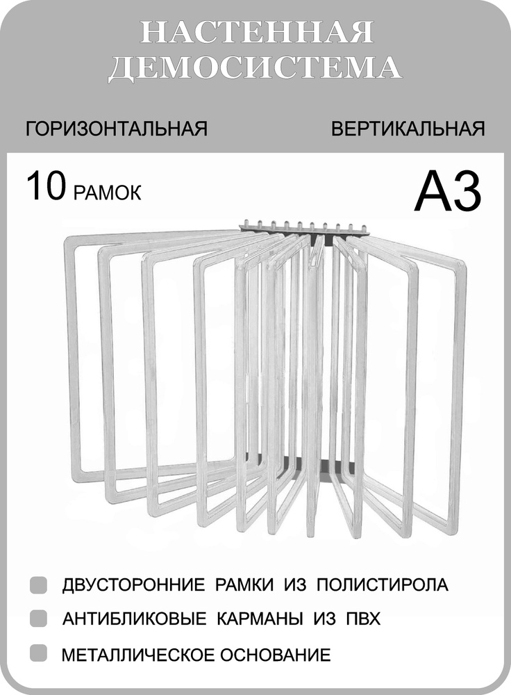 Демонстрационная настенная перекидная демо система А3 на 10 карманов  #1