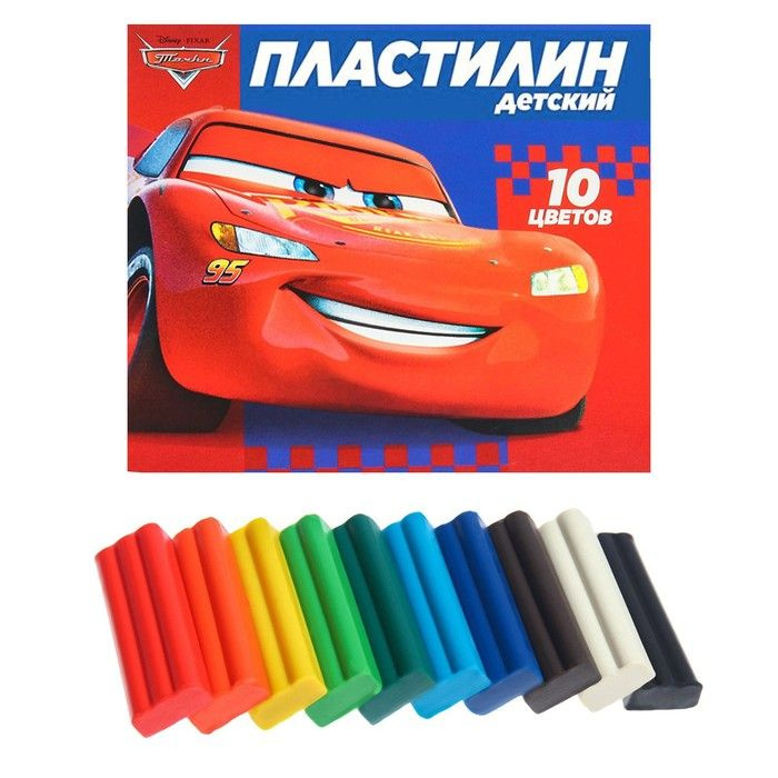 Пластилин 10 цветов, 150 г, Тачки #1