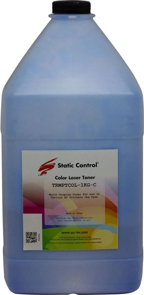 Тонер Static Control TRMPTCOL-1KG-C голубой флакон 1000гр. для принтера HP CLJCP1515/ Canon MF8330 (TRMPTCOL-1KG-C) #1