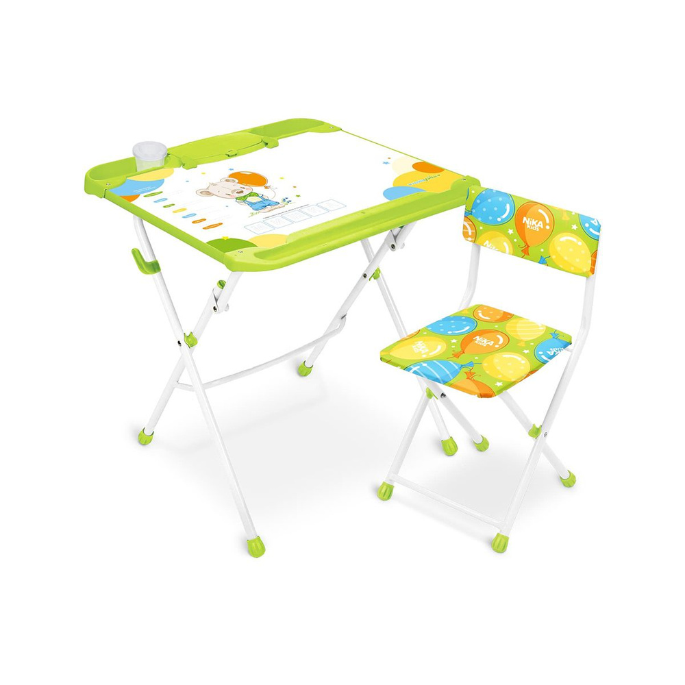 Комплект детской мебели Nika Наши детки, стол + стул, белый/салатовый  #1