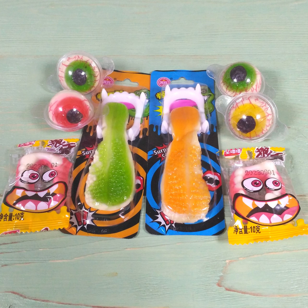 Жевательные желейные мармеладные конфеты глаза, язык, зубы с фруктовым вкусом / Азиатские сладости  #1