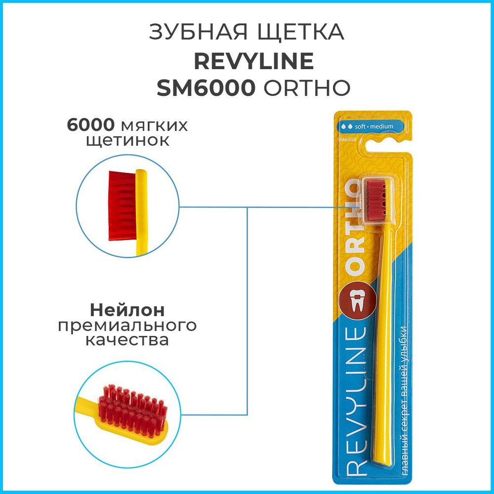 Зубная щетка Revyline SM6000 Ortho/Ортодонтическая, для брекетов .