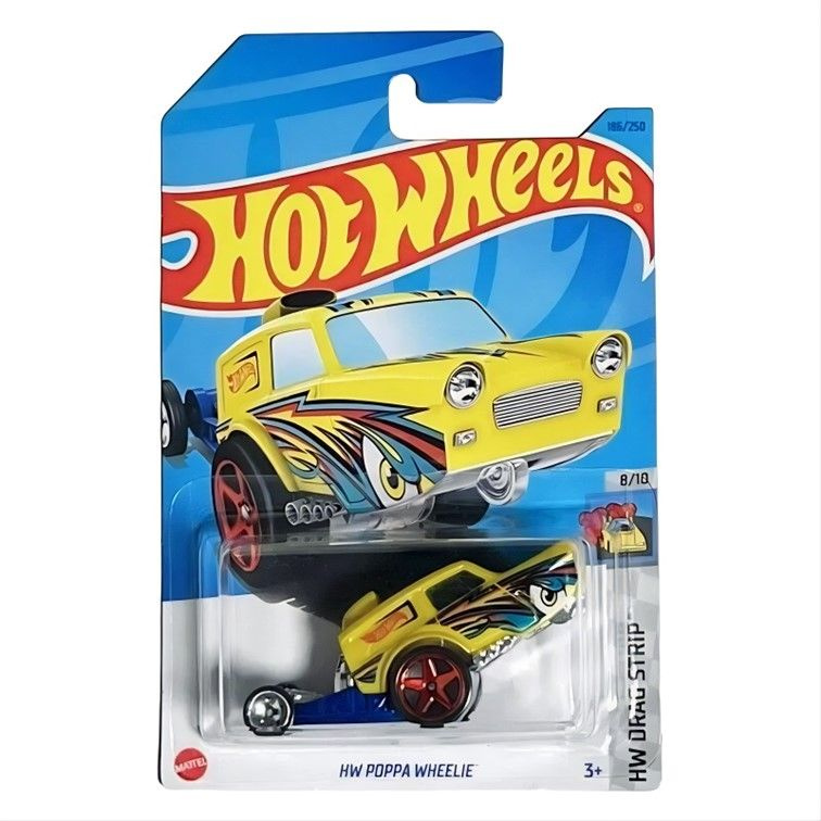 HKH34 Машинка металлическая игрушка Hot Wheels коллекционная модель HW Poppa Wheelie желтый  #1