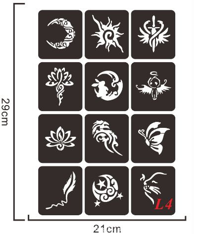 57 многоразовых трафаретов, набор №72, трафарет для тату и дизайна хна  #1