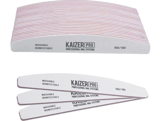Пилка для ногтей 100/180 Kaizer Professional plastic-based file, soft, boat, length 180 mm., color white #1
