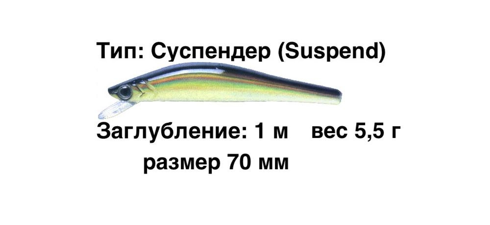 Воблер суспендер заглубление до 100 см (Minnow) вес 5,5г Zenith Hyper - M 70 SP 052 Gold Black  #1