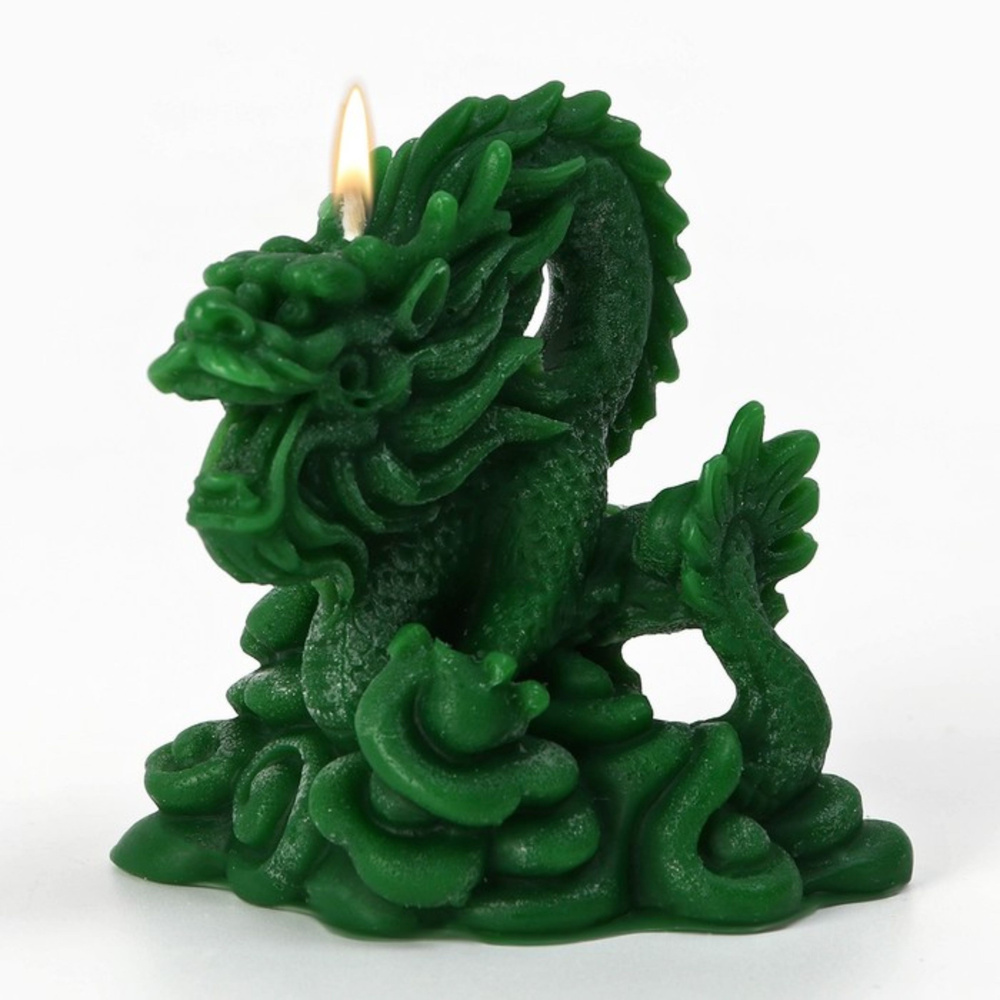 Зимнее волшебство Свеча интерьерная фигурная "Дракон", зелёная, без аромата  #1