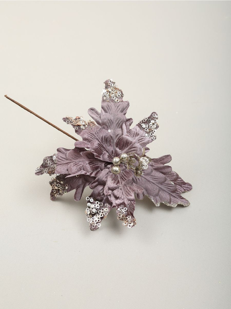 Цветок искусственный декоративный новогодний, d 30 см, цвет фиолетовый  #1