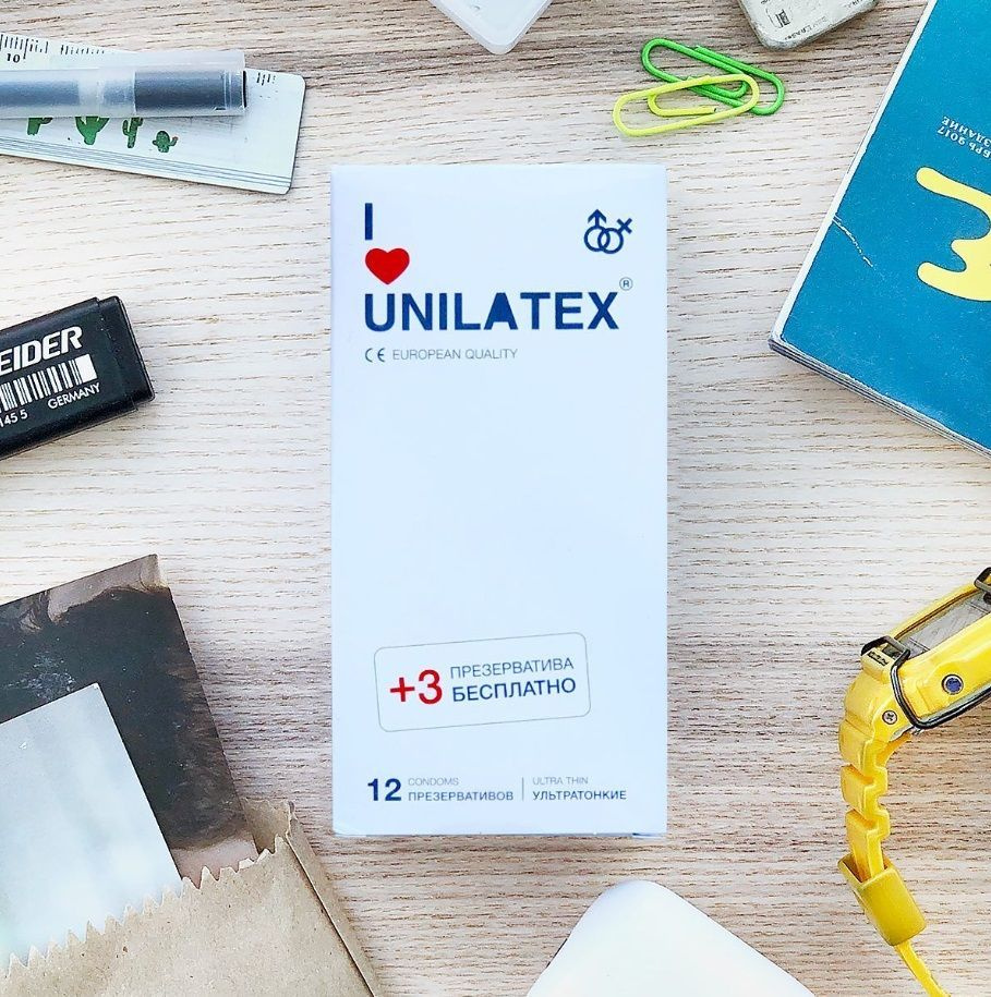 Ультратонкие презервативы Unilatex Ultra Thin - 12 шт. + 3 шт. в подарок  #1