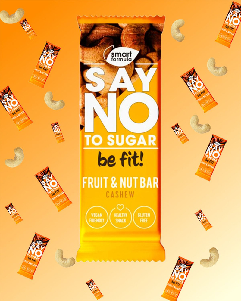 Батончик Smart Formula, say no sugar, фруктово-ореховый батончики Кешью, 40г по 15 шт. 600г  #1