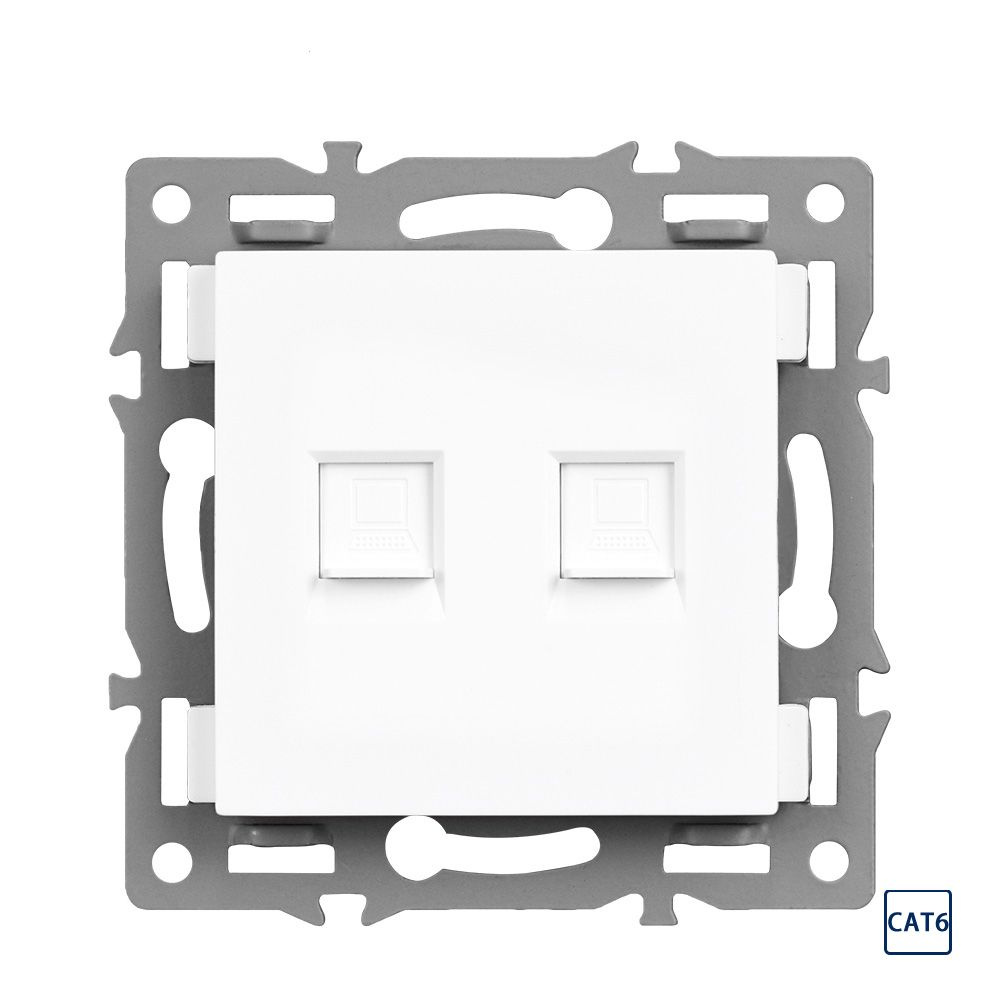 двойная розетка компьютерная RJ45 Cat6,белый #1