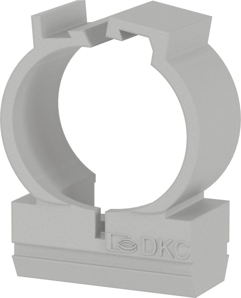 Клипса для крепления труб DKC / ДКС двухкомпонентная закрывающаяся, диаметр 20мм, серая, 51120 / держатель #1