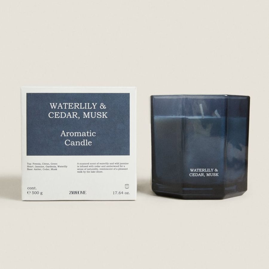 ZARA HOME Свеча ароматическая "Water Lily & Cedar Musk (Водная лилия и Кедровый мускус)", 8 см, 1 шт #1