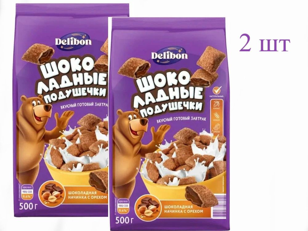 Подушечки DELIBON с шоколадно-ореховой начинкой глазированные  #1