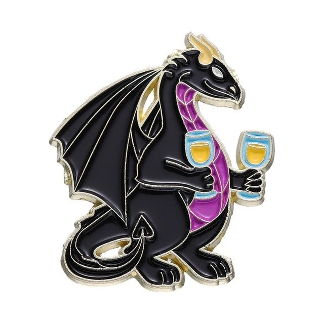 Дракон из Санкт-Петербурга, пьяный дракон, знаток вина, металлический значок, пин, брошь  #1